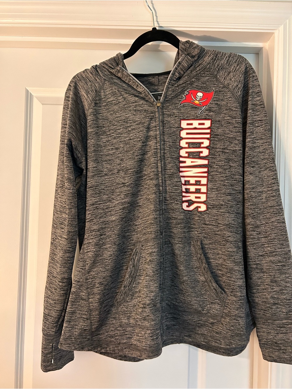 NFL Gray Buccaneers Full-Zip Hoodie with fleece lining